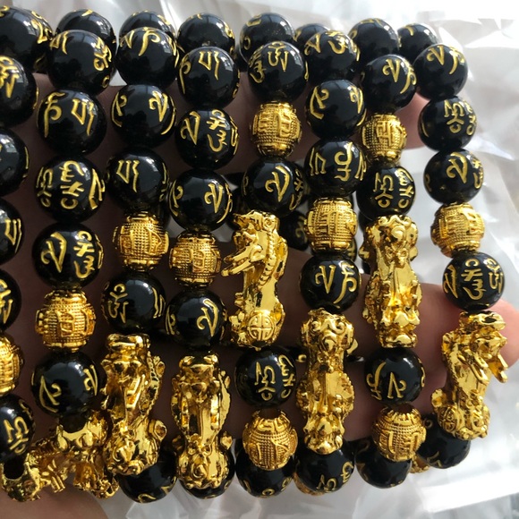 Black Obsidian Fengshui Wealth Bracelet PIXIU bracelet - Picture 4 of 4